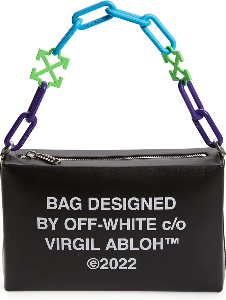 Block Pouch Quote Leather Handbag
