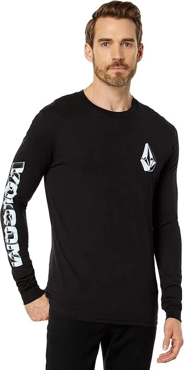 Volcom Chrome Stone Long Sleeve Tee (Black) Men's Clothing