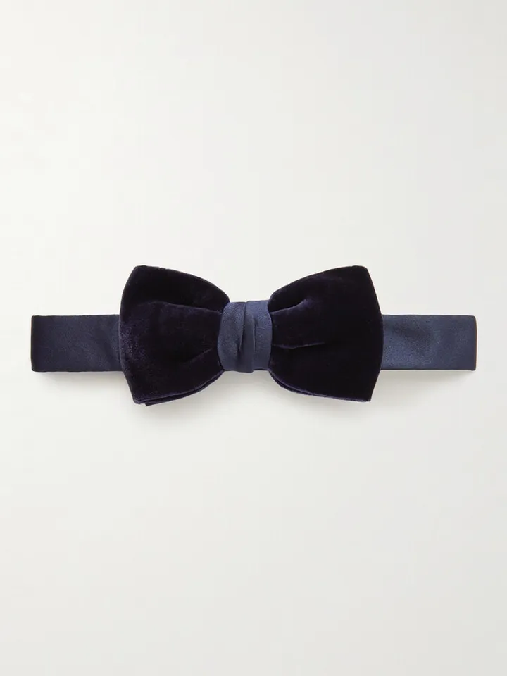 Pre-Tied Velvet and Silk Bow Tie