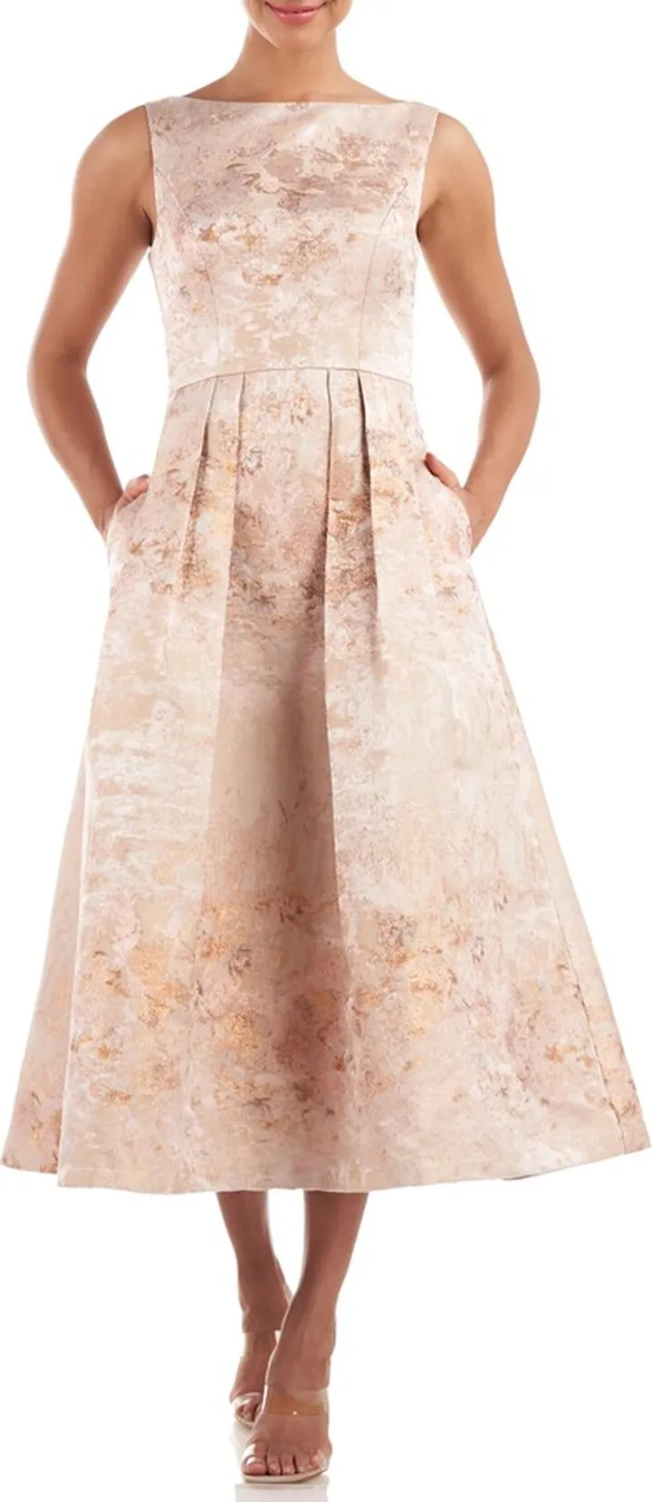 Elsa Metallic Floral A-Line Midi Dress