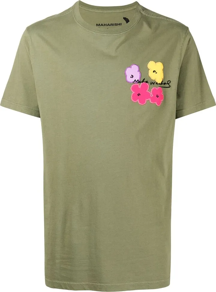 floral-embroidered organic cotton T-shirt