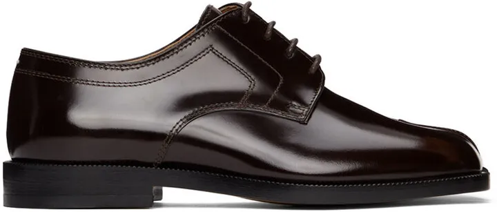 Maison Margiela Brown Patent Tabi Lace-Up Derbys