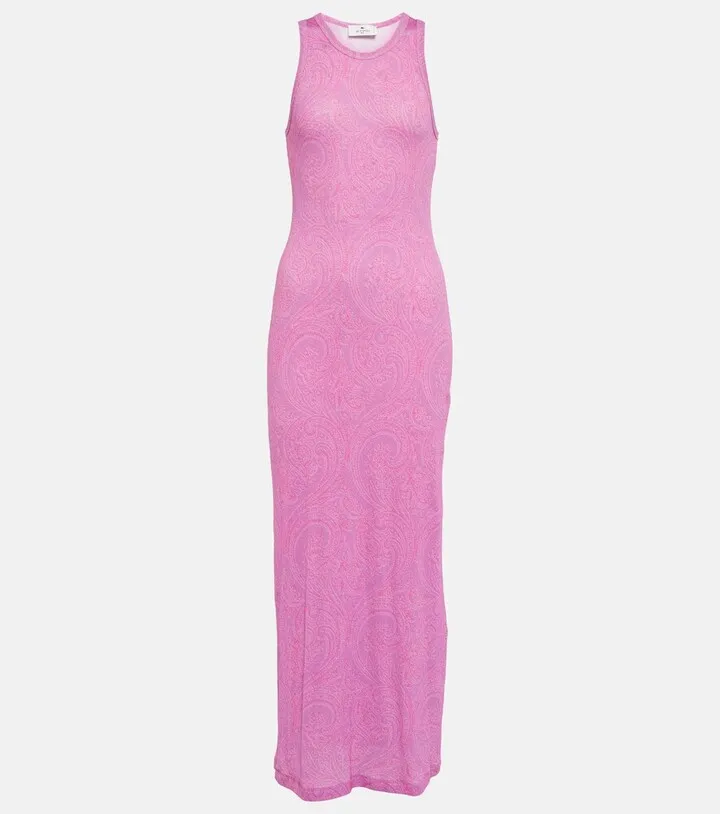 Paisley metallic-knit maxi dress