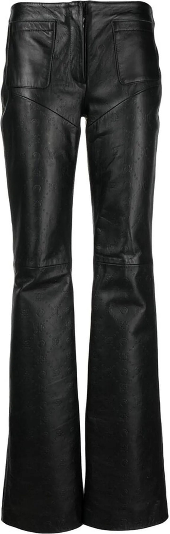 Black Monogram Embossed Leather Trousers