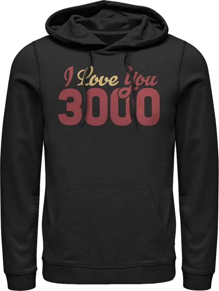 Men's Marvel Iron Man Love 3000 Script Pull Over Hoodie - Black - Large