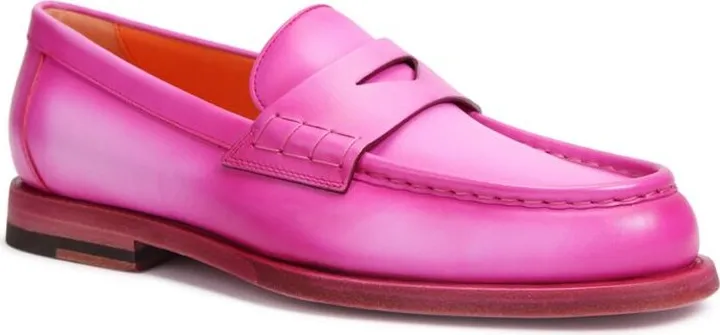Santoni Leather Penny Loafers