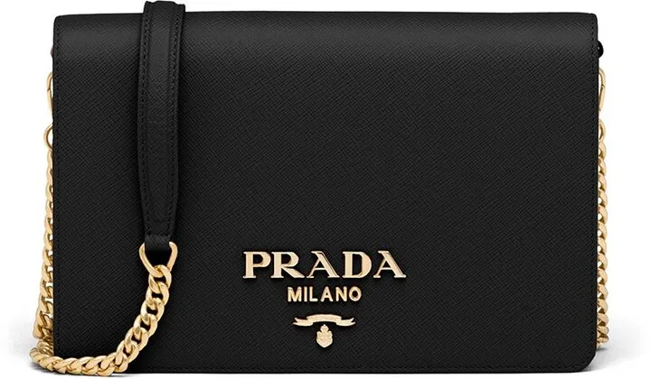 logo-lettering Saffiano leather shoulder bag