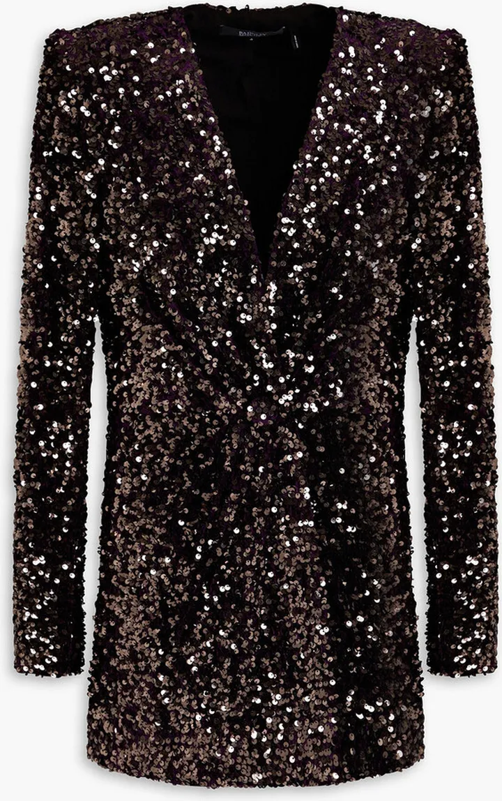 Gathered sequined velvet blazer