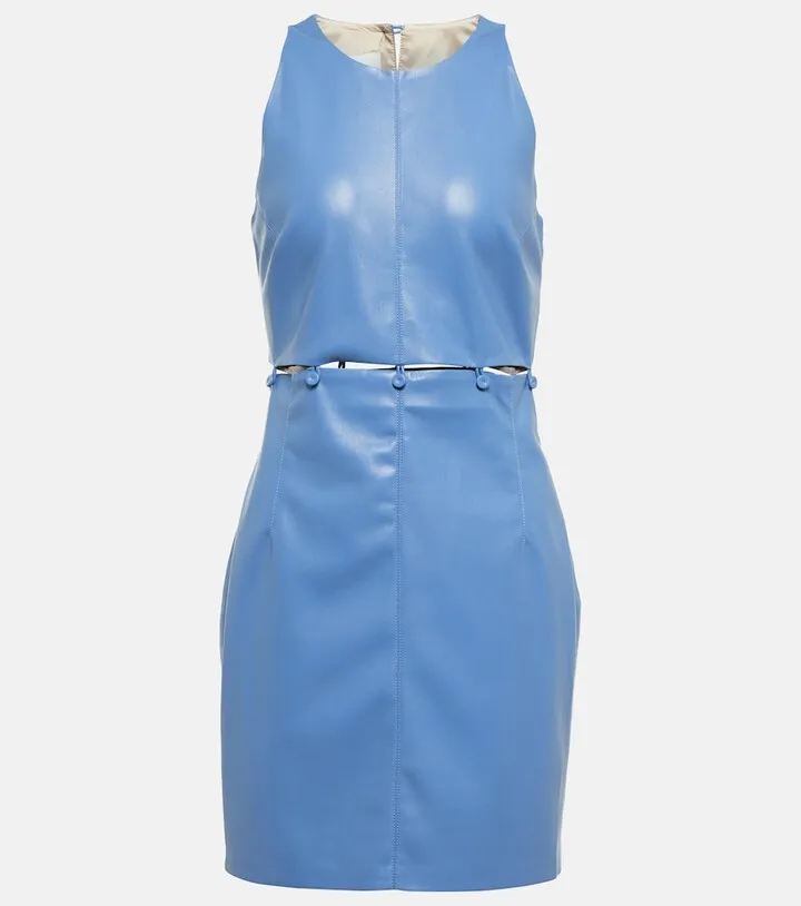 Layan faux leather cutout minidress