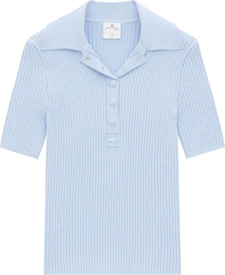 Ribbed-Knit Polo Shirt