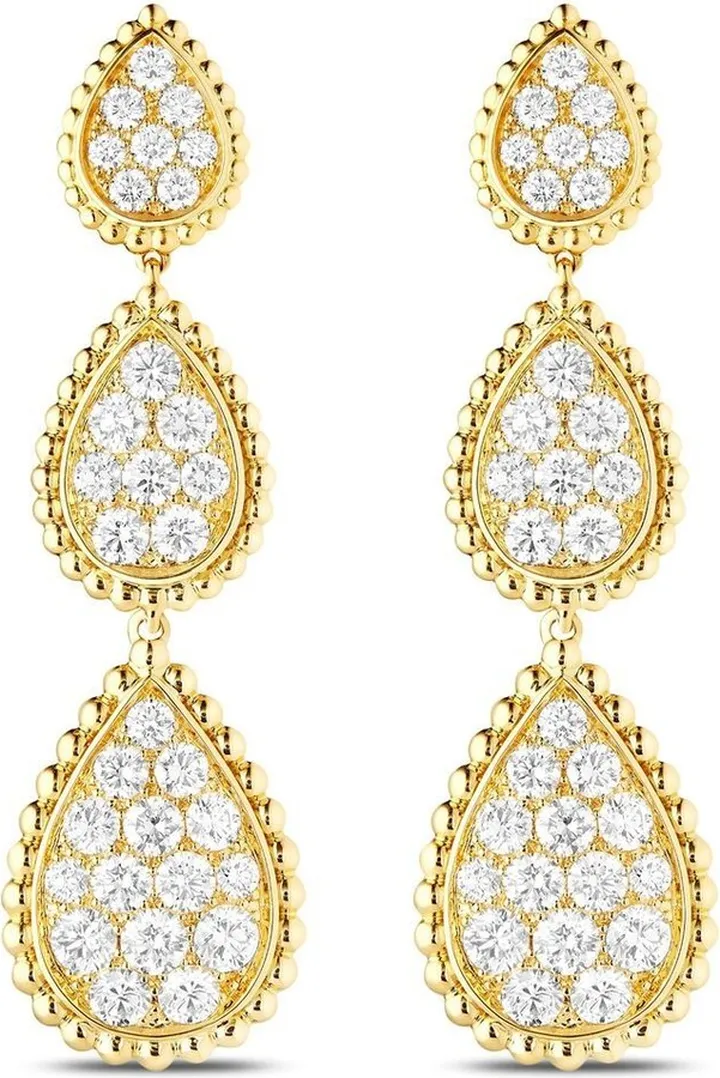 18kt yellow gold Serpent Bohème diamond drop earrings