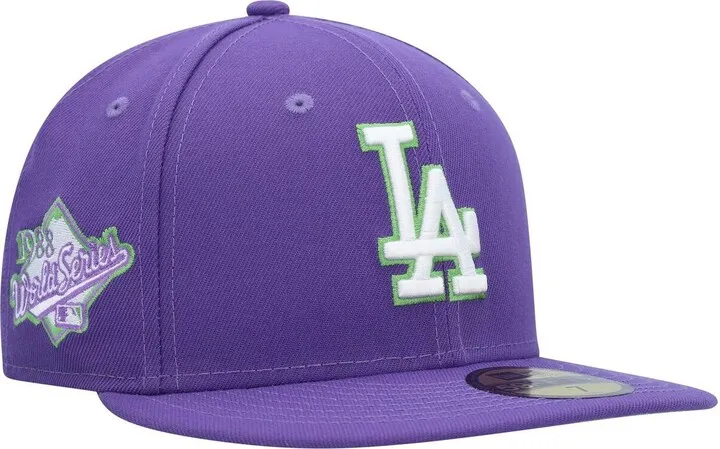 Men's New Era Purple Los Angeles Dodgers Lime Side Patch 59FIFTY Fitted Hat