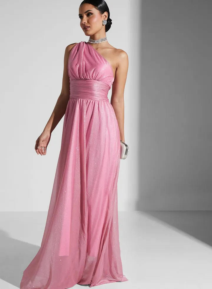 One Shoulder Shimmer Dress