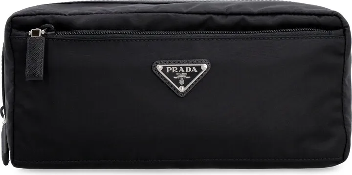 Prada Logo Plaque Travel Pouch