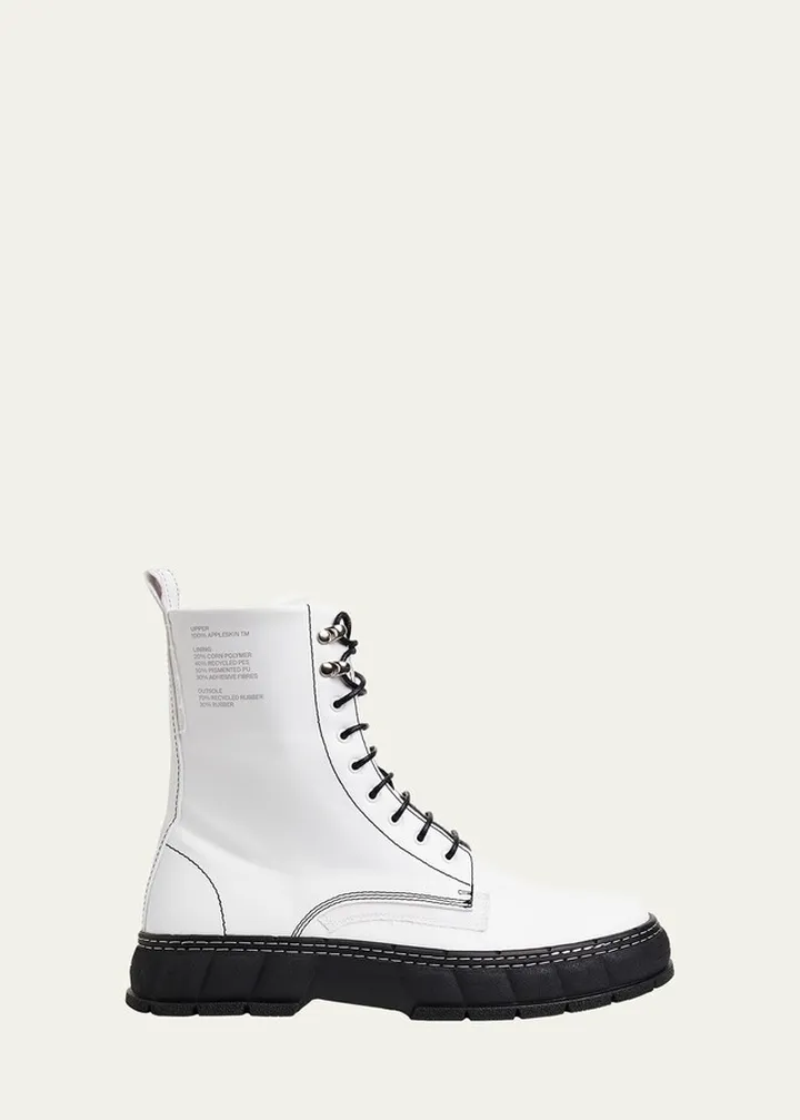 Apple Faux Leather Combat Boots