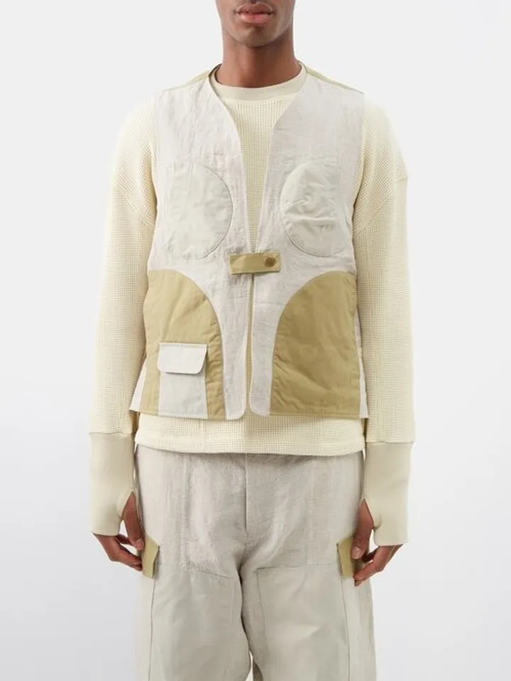 Five-pocket Side-tie Linen Gilet