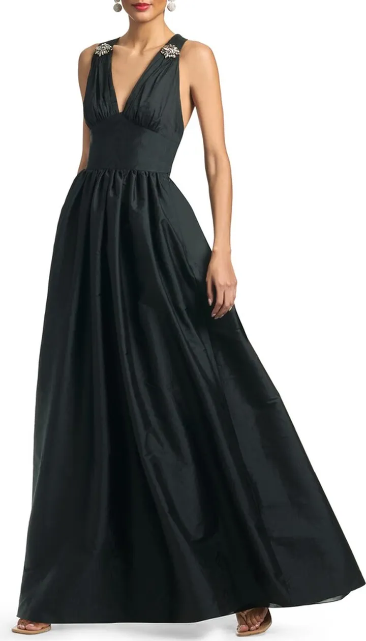 Kenzia Embellished Moiré Taffeta Gown