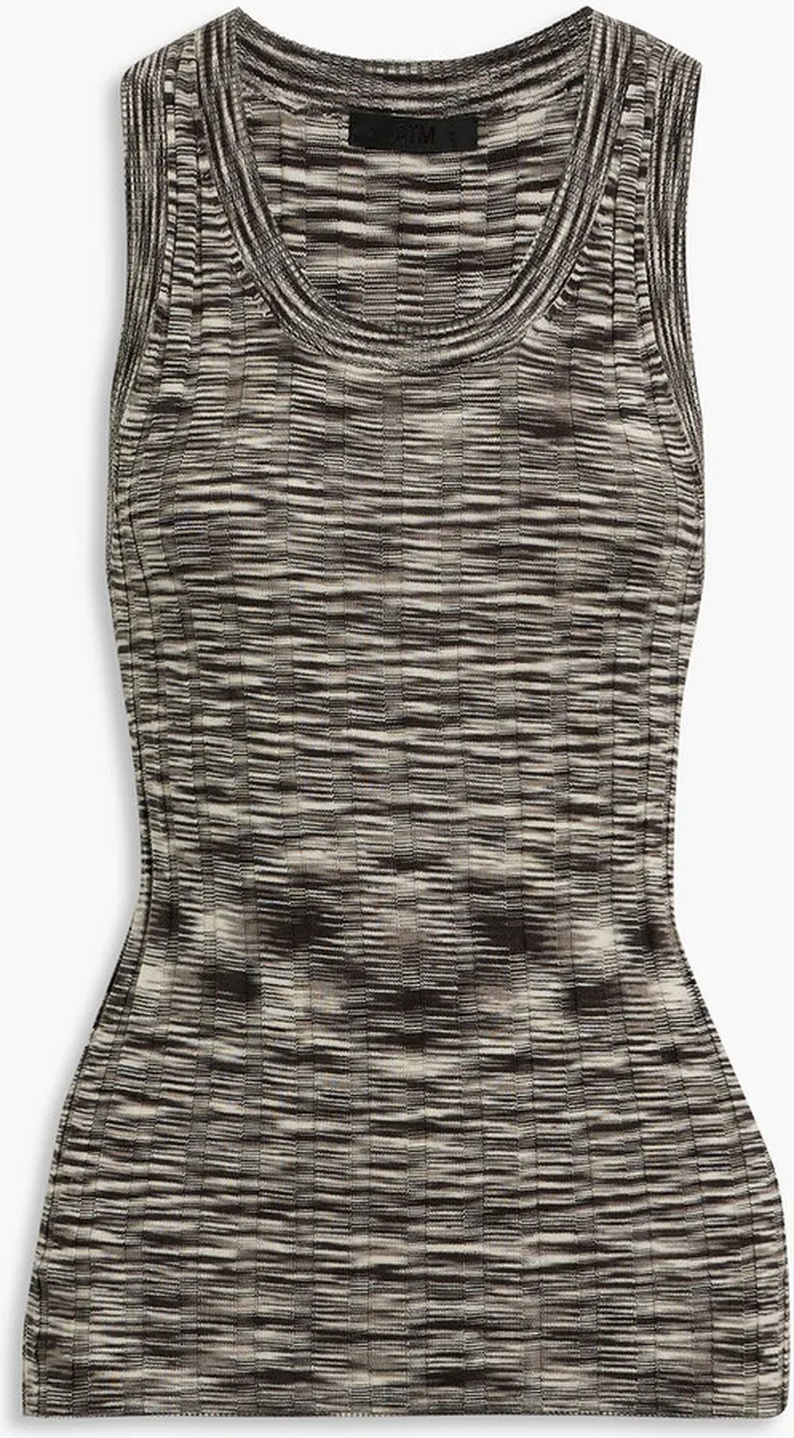 Space-dyed ribbed silk and cotton-blend tank