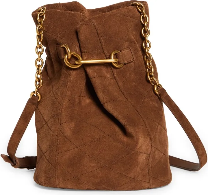 Maillon Quilted Suede Bucket Bag