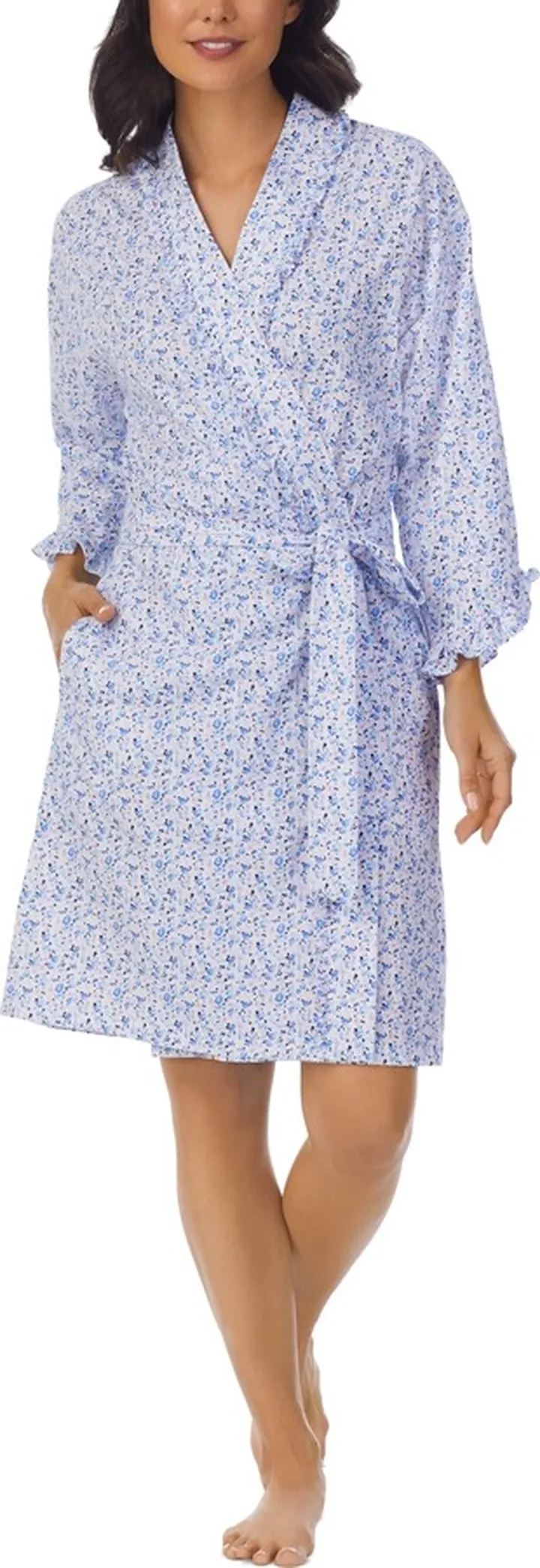 Eileen West Women's Ruffle-Trim Cotton Robe