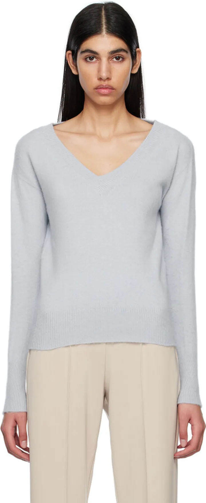 Max Mara Leisure Blue V-Neck Sweater