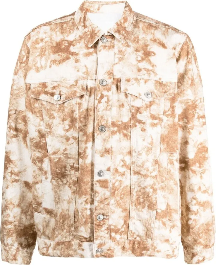 Beige Cotton Blend Denim Jacket