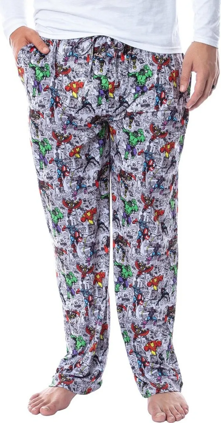 Marvel Mens' The Avengers Vintage Superhero Comic Sleep Pajama Pants (XX-Large) Multicoloured