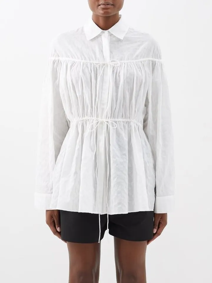 Embroidered-stripe Organic-cotton Tunic