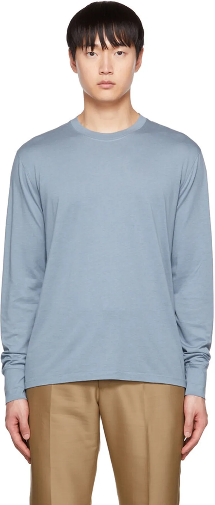 TOM FORD Blue Embroidered Long Sleeve T-Shirt