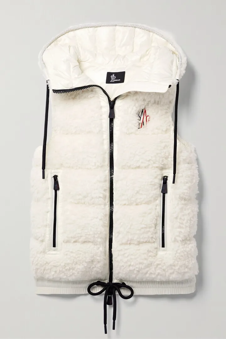 Moncler Grenoble - Hooded Shell-trimmed Fleece Down Vest - White