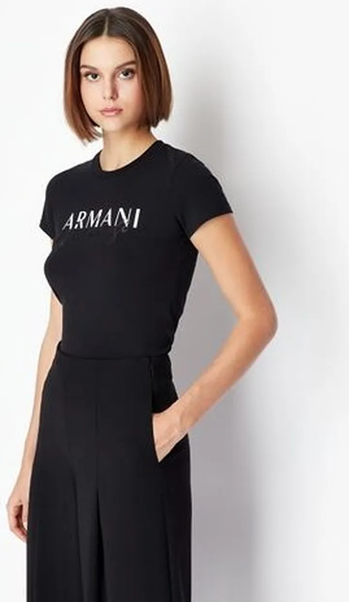 Organic stretch cotton slim fit logo lettering t-shirt