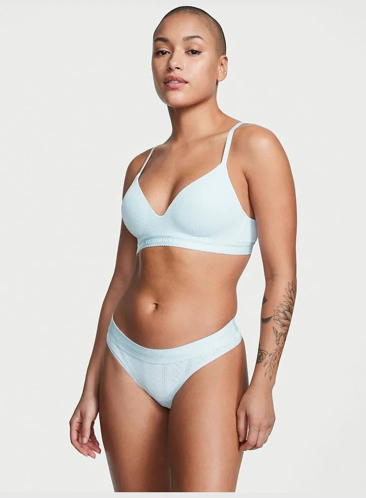 Logo Waist Pointelle Thong Panty