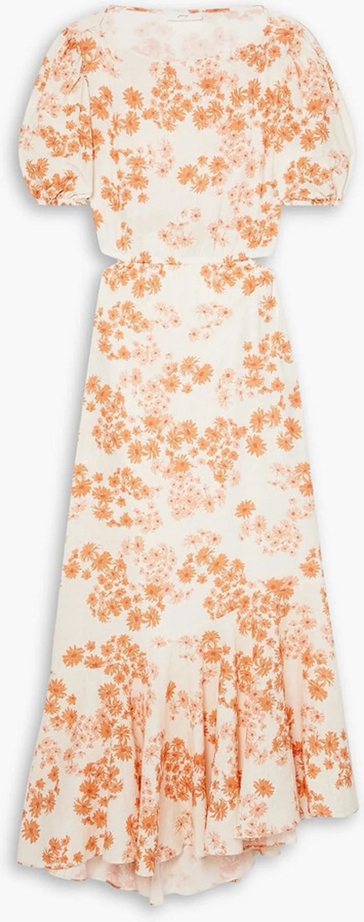 Holiday cutout floral-print cotton and ECOVERO-blend midi dress