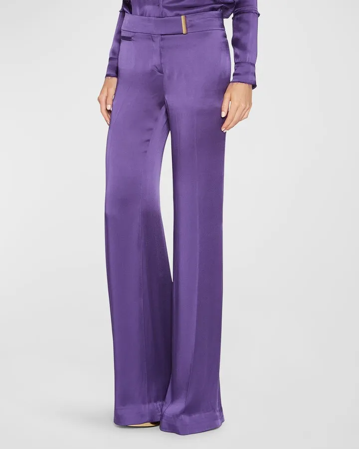Fluid Double-Face Satin Wide-Leg Pants