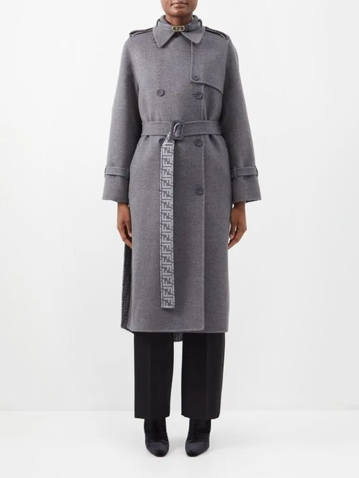 Ff-logo Wool-blend Trench Coat