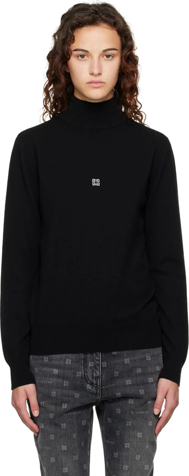 Givenchy Black Embroidered Turtleneck
