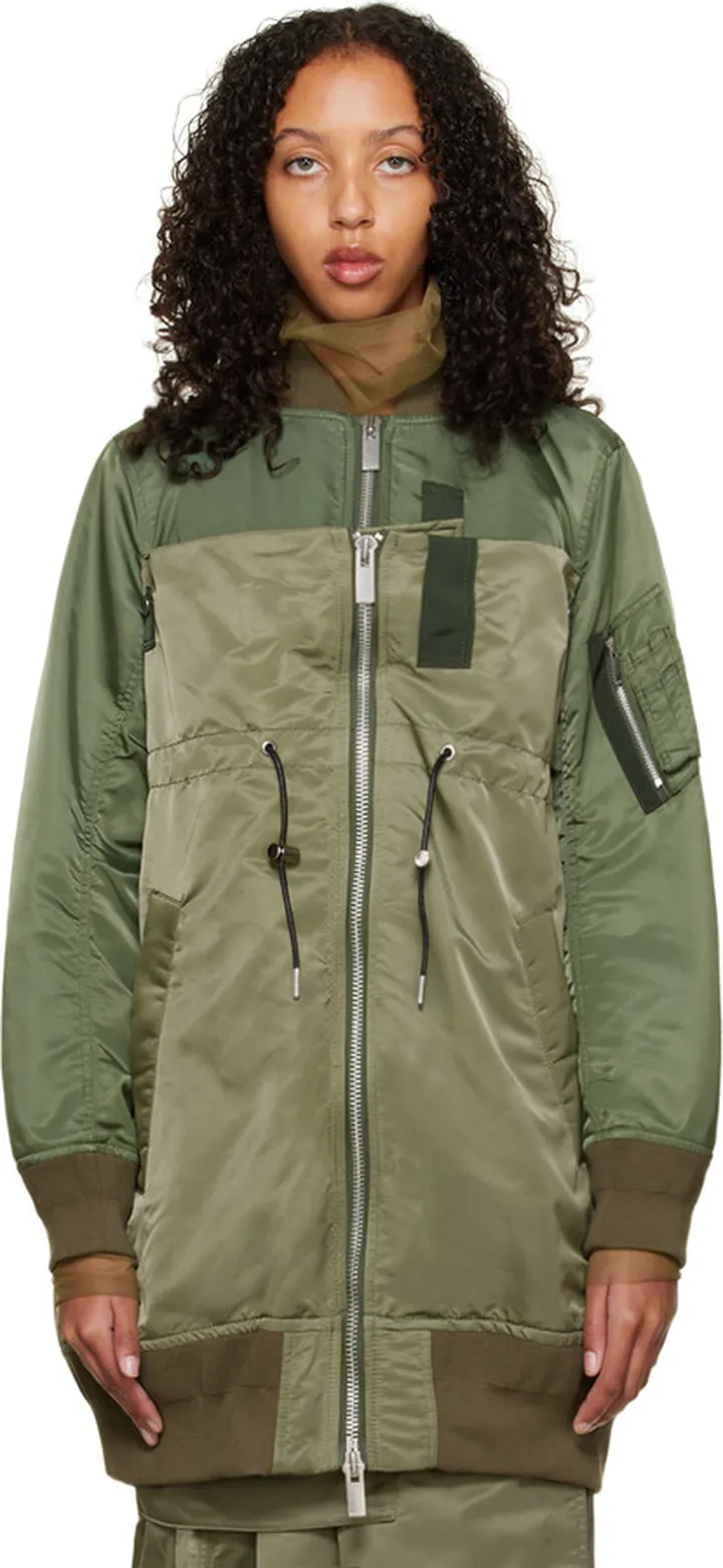 sacai Khaki Paneled Bomber