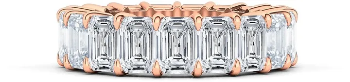 Emerald Cut Lab Created Diamond 18K Gold Eternity Band