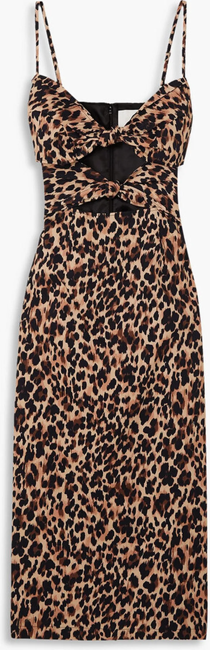 Mia knotted leopard-print cotton-blend midi dress