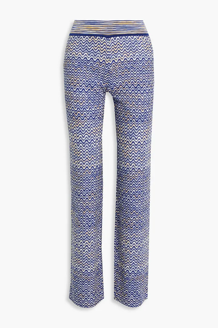 Crochet-knit wide-leg pants