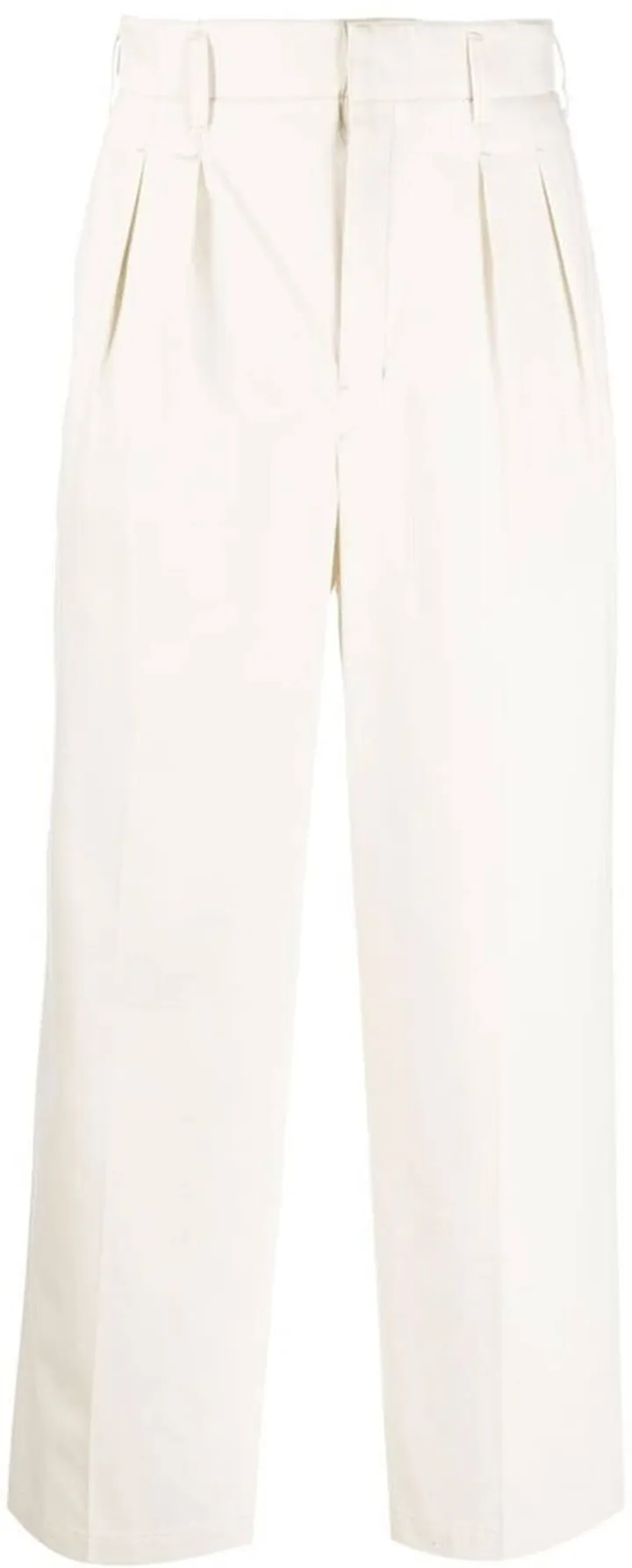 Pleat-Detail Cotton Straight-Leg Trousers