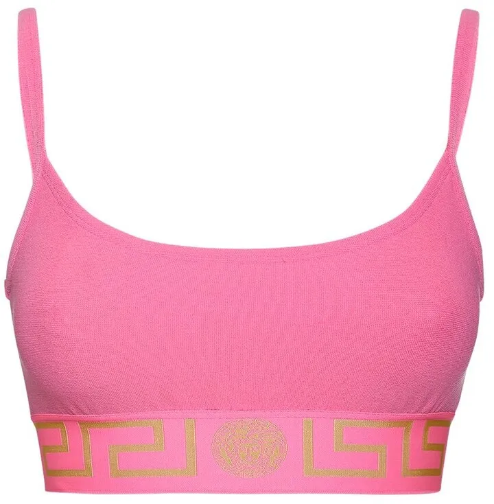 Greca logo stretch tech bikini top