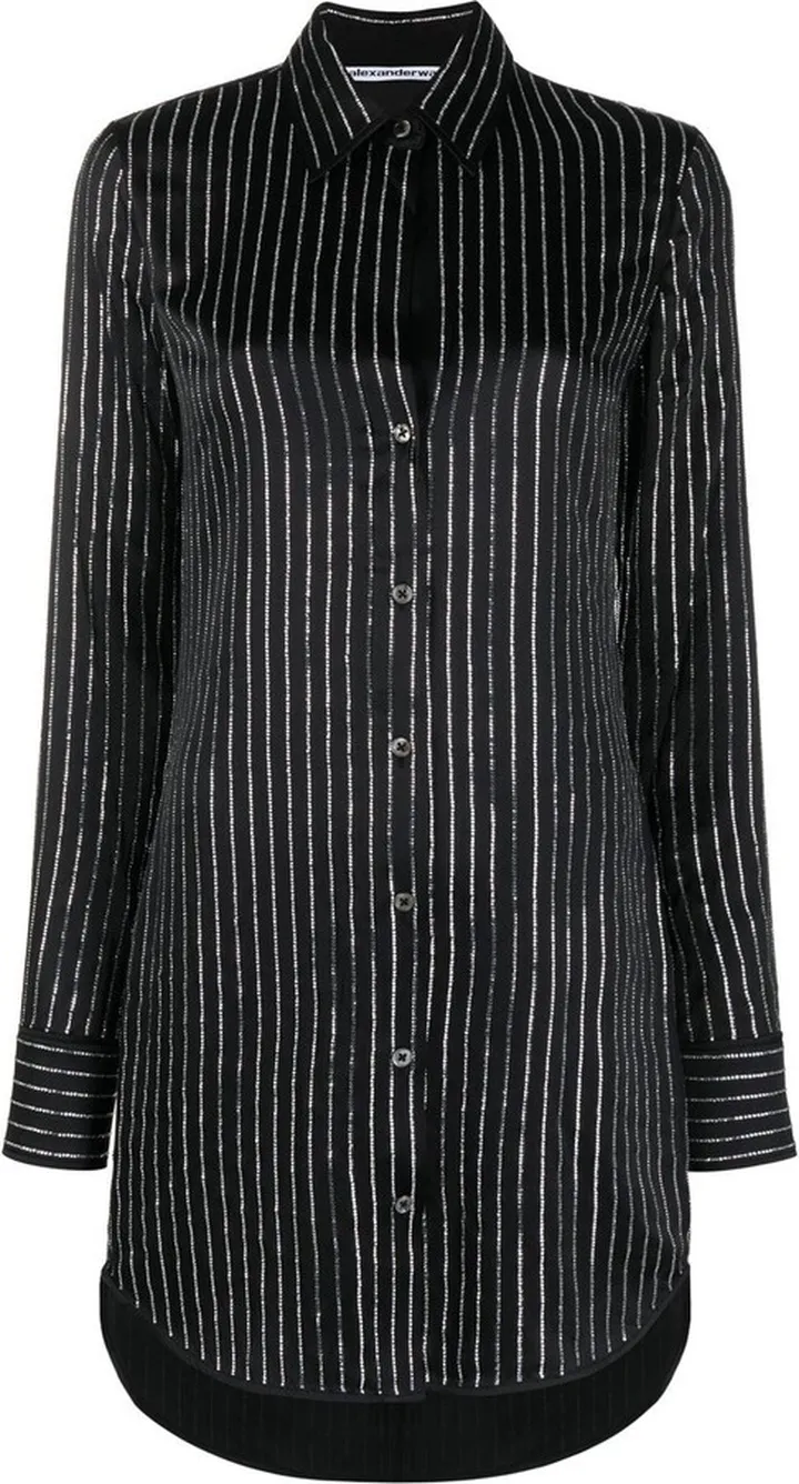 Crystal-Embellished Silk Mini Shirtdress
