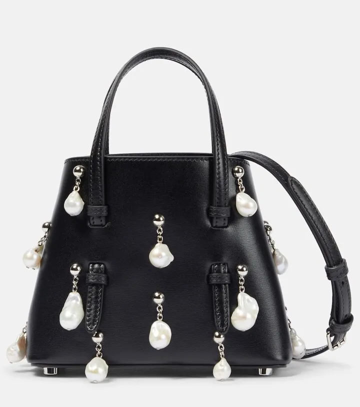 Mina 16 Small embellished leather crossbody bag