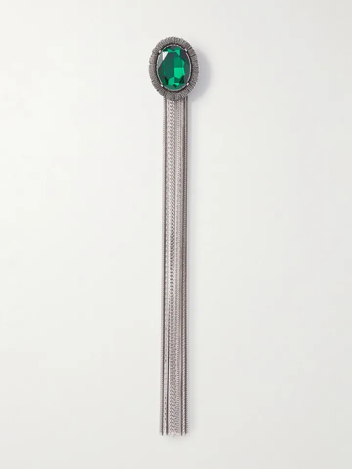 Silver-Tone Crystal Brooch