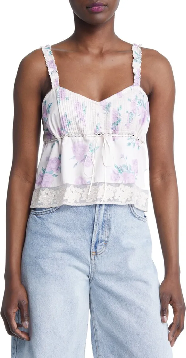 Lanzo Floral Lace Inset Camisole