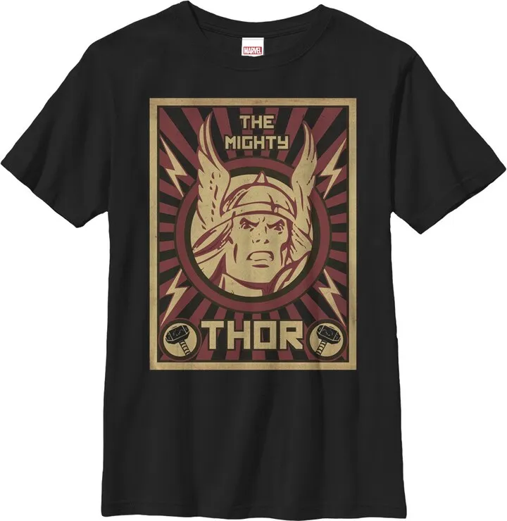 Boy's Marvel Mighty Thor Wing Helmet T-Shirt - Black - Small