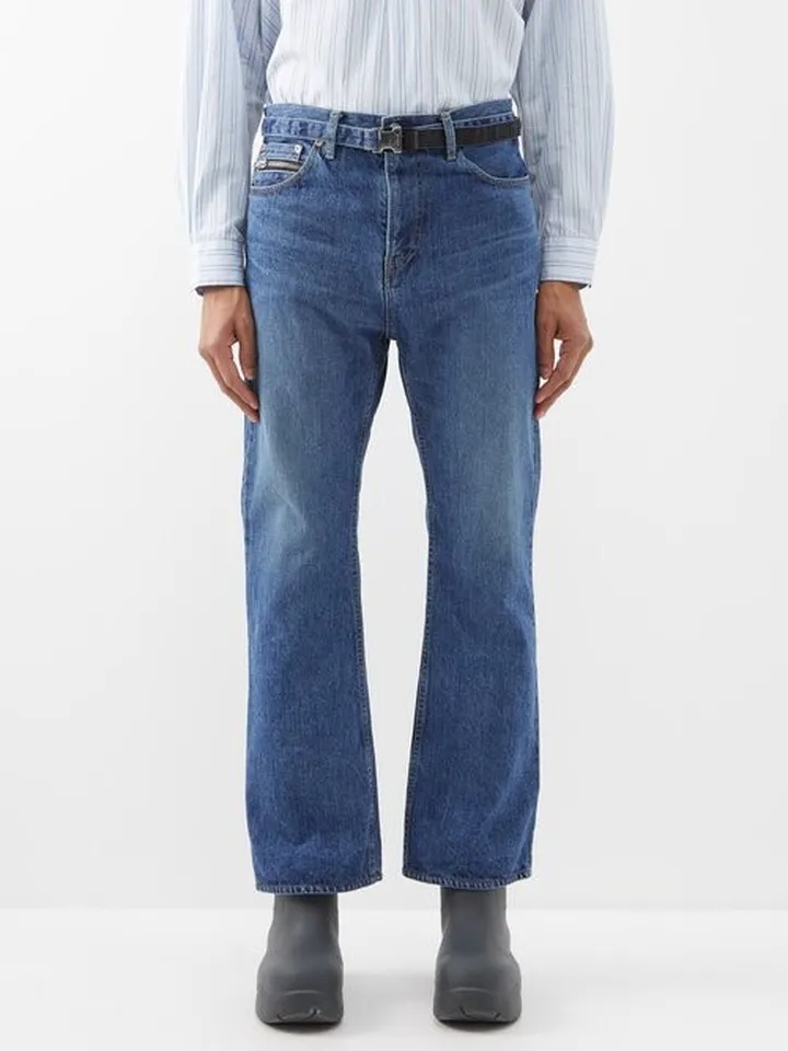 Belted Boot-cut Jeans