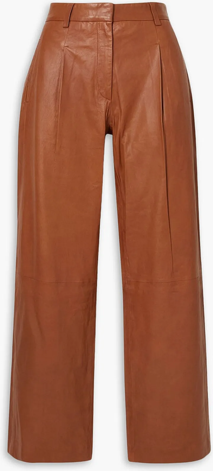 Leslie pleated leather wide-leg pants
