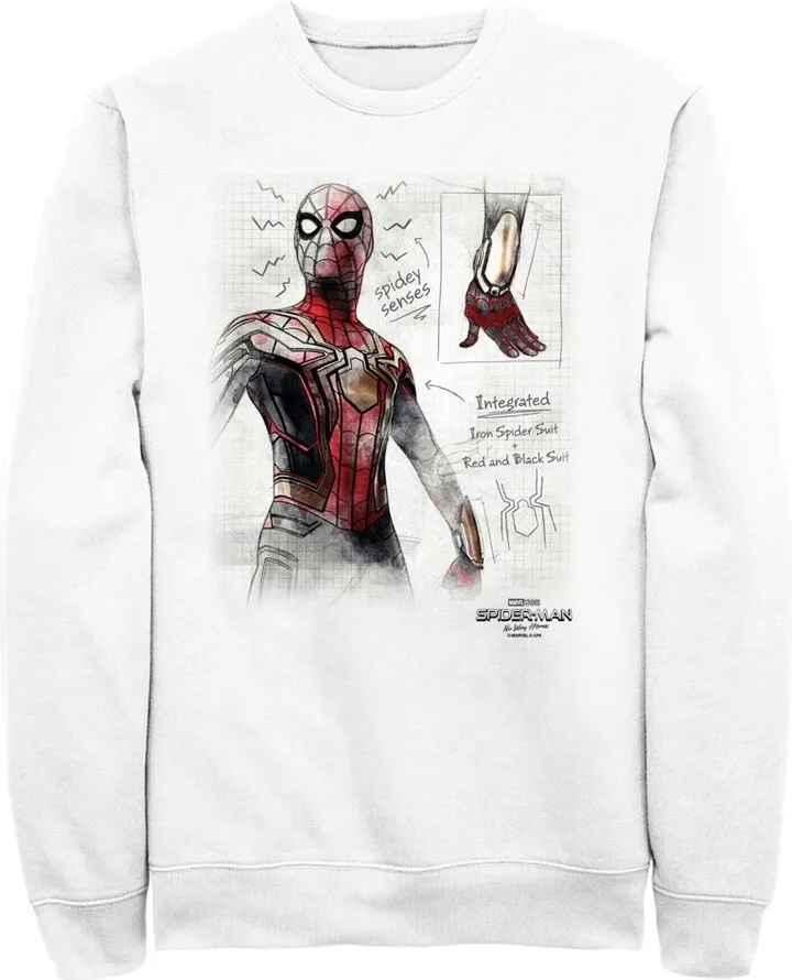 Men's Marvel Spider-Man: Now Way Home Integrated Suit Sketch Sweatshirt - White - Small